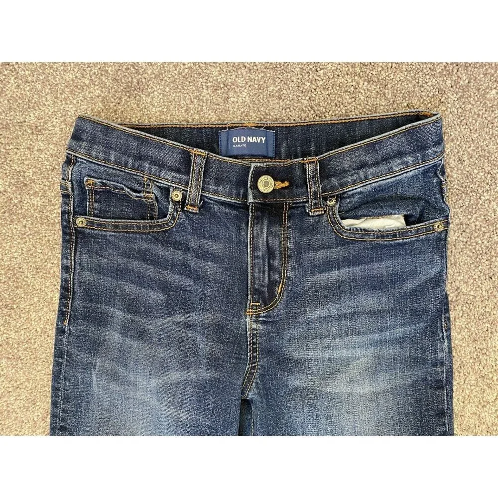 Old Navy Kids Karate Jeans Size 12 Regular Blue Stretch Expandable Waist EUC